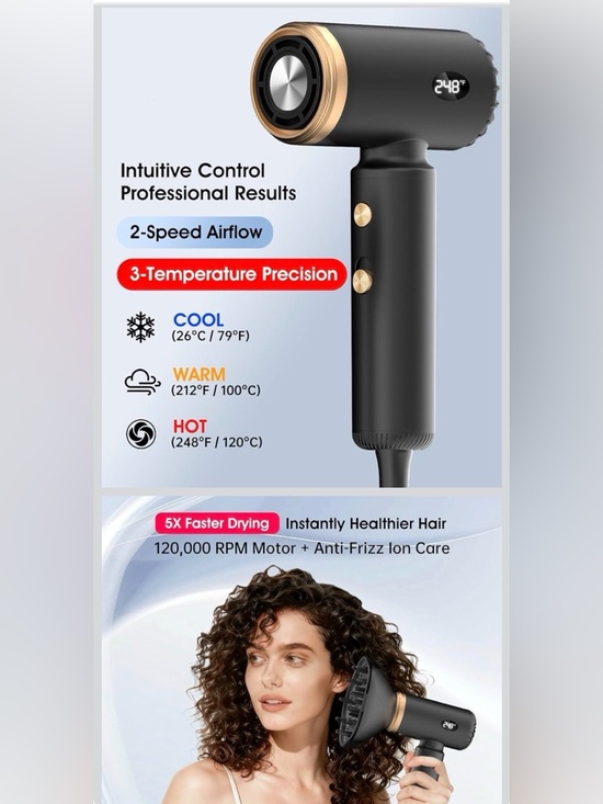 Flashbase Travel Hair Dryer dual voltage (110–240V) black main image 7